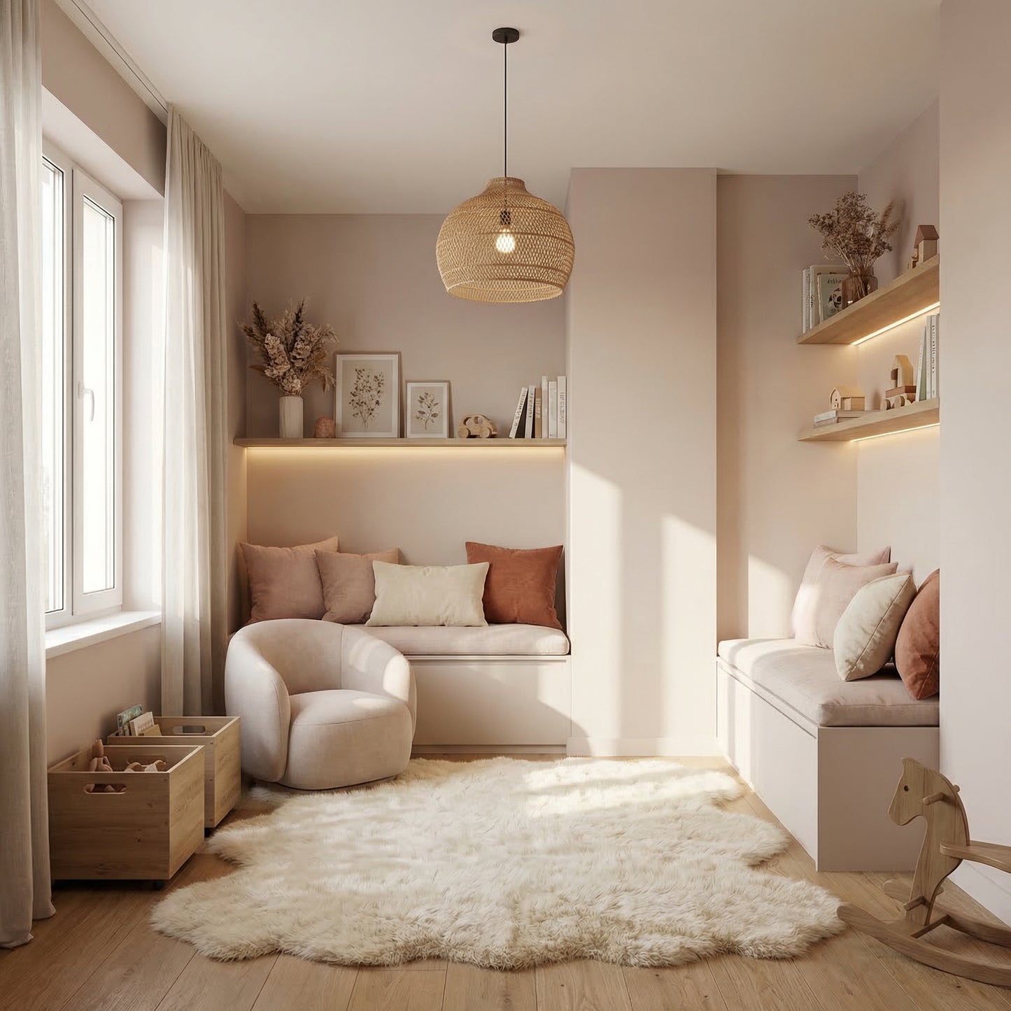 Kids’ Room in Nude & Rose Tones