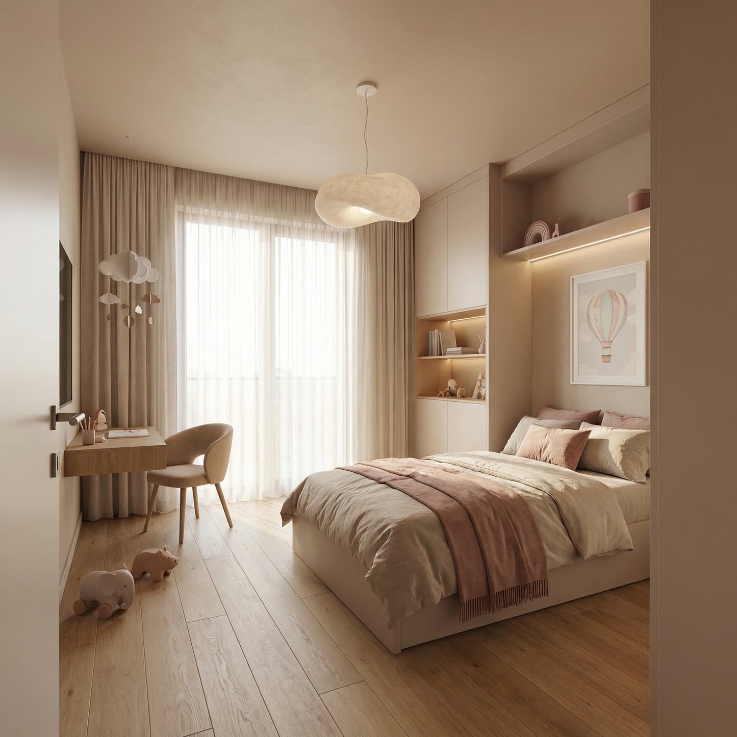 Kids’ Room in Nude & Rose Tones