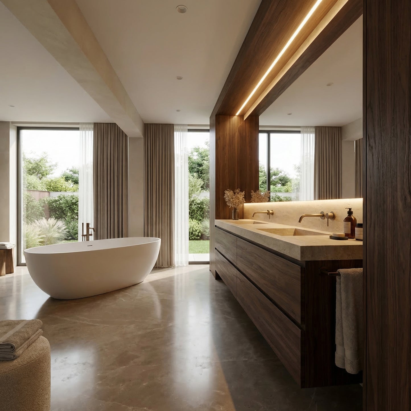 Dark Brown & Stone Bathroom
