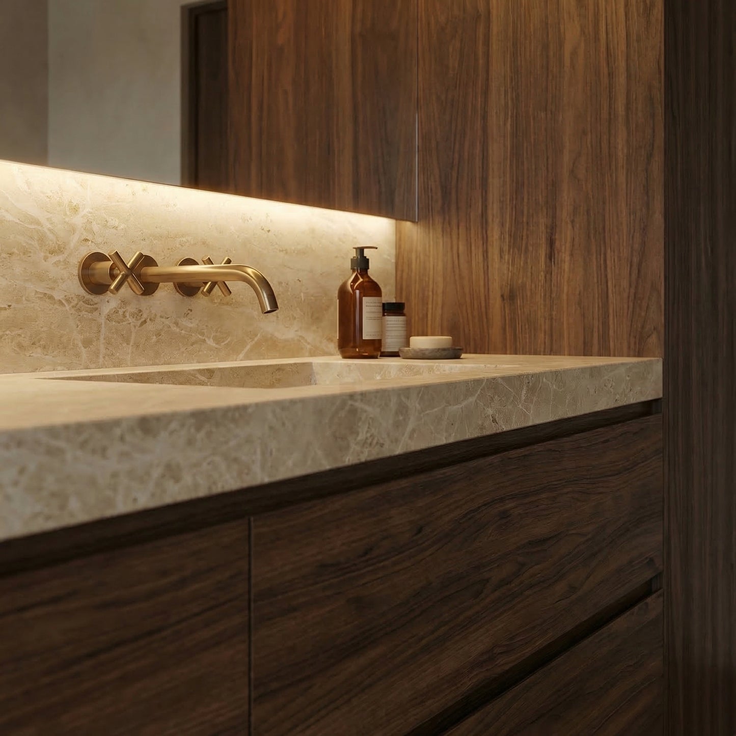 Dark Brown & Stone Bathroom