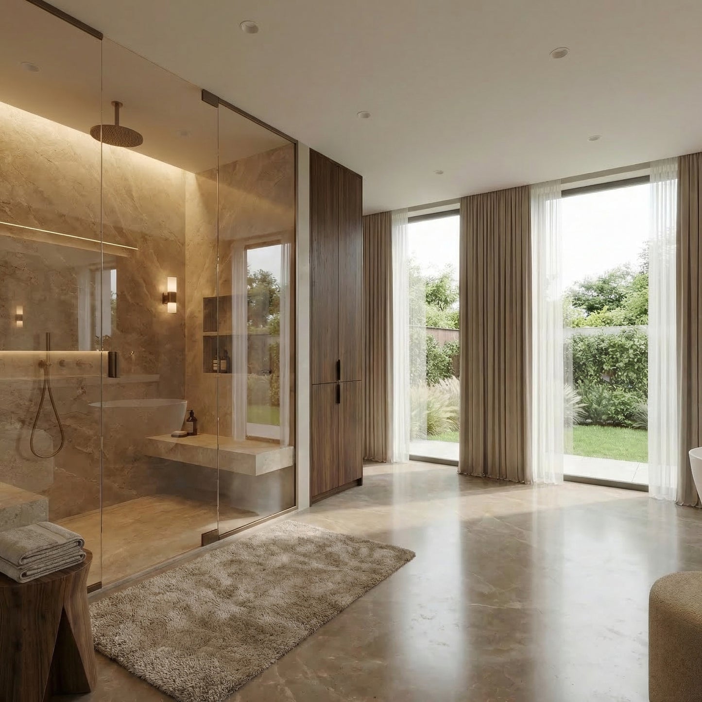 Dark Brown & Stone Bathroom